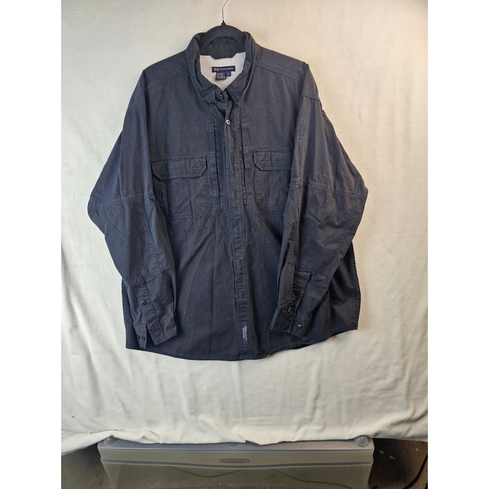5.11 Tactical Series Mens XL Black Cotton Long Sleeve Button Down Shirt 72157